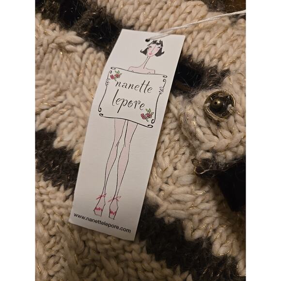 Women's Nanette Lepore Cable Knit Sweater Cape Wool Blend New With Tags - Picture 5 of 8